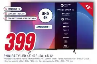 Trony PHILIPS TV LED 43" 43PUS8118/12 offerta