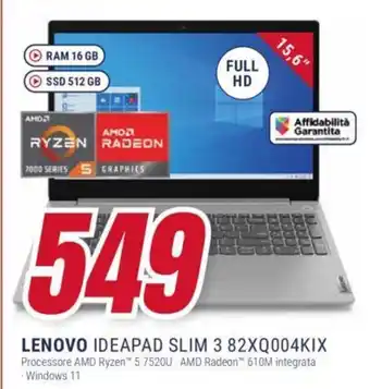 Trony LENOVO IDEAPAD SLIM 3 82XQ004KIX offerta