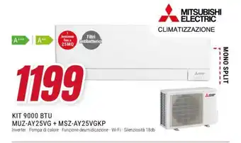 Trony MITSUBISHI ELECTRIC CLIMATIZZAZIONE KIT 9000 BTU MUZ-AY25VG + MSZ-AY25VGKP offerta
