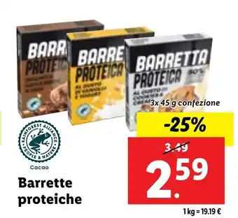 Lidl Barrette proteiche 3x 45 g confezione offerta