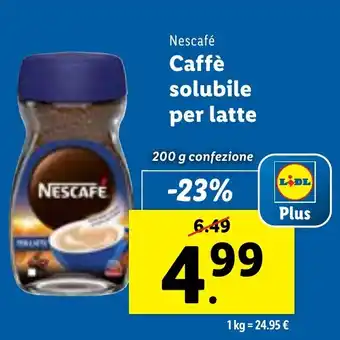 Lidl Nescafé Caffè solubile per latte 200 g confezione offerta