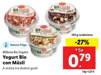 Lidl Milbona Bio Organic Yogurt Bio con Müsli 150 g confezione offerta