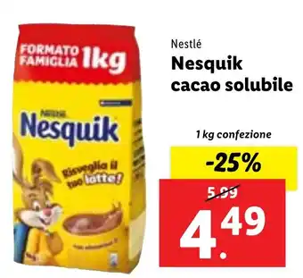 Lidl Nestlé Nesquik cacao solubile 1 kg confezione offerta