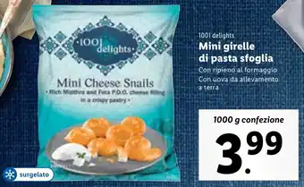Lidl 1001 delights Mini girelle di pasta sfoglia 1000 g confezione offerta