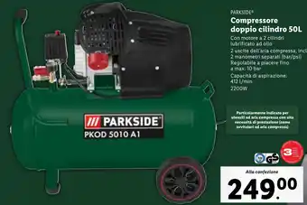 Lidl PARKSIDE Compressore doppio cilindro 50L offerta