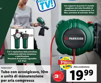 Lidl PARKSIDE Tubo con avvolgicavo, 10m o unità di manutenzione per aria compressa offerta