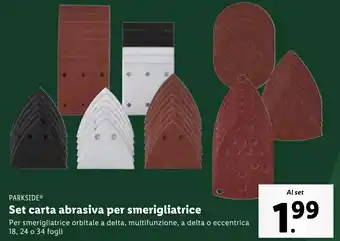 Lidl PARKSIDE Set carta abrasiva per smerigliatrice offerta