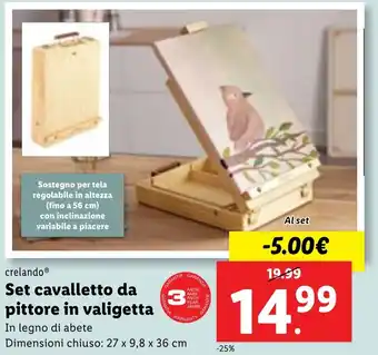 Lidl crelando Set cavalletto da pittore in valigetta offerta