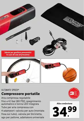 Lidl ULTIMATE SPEED Compressore portatile offerta
