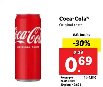 Lidl Coca-Cola Original taste 0,5 l lattina offerta