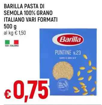 Famila Superstore BARILLA PASTA DI SEMOLA 100% GRANO ITALIANO VARI FORMATI 500 g offerta