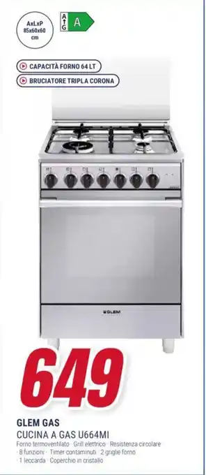 Trony GLEM GAS CUCINA A GAS U664MI offerta
