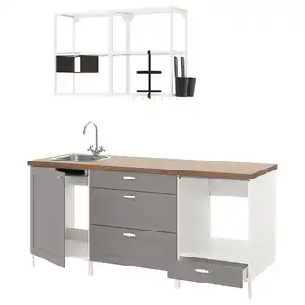 IKEA Enhet Cucina, bianco/grigio cornice, 203x63.5x222 cm offerta