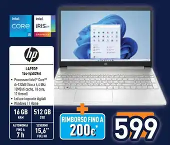 Unieuro hp LAPTOP 15s-fq5039nl offerta