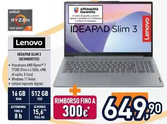 Unieuro Lenovo IDEAPAD SLIM 3 (82XM0057IX) offerta