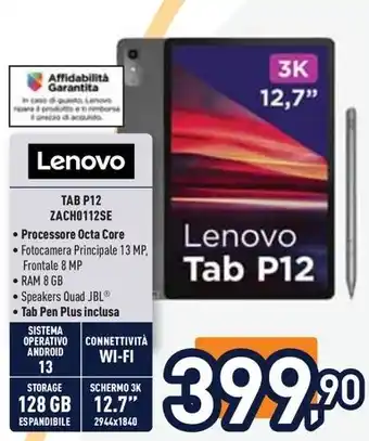 Unieuro Lenovo TAB P12 ZACHO112SE offerta