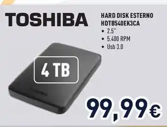 Unieuro TOSHIBA HARD DISK ESTERNO HDTB540EK3CA offerta