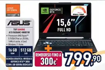 Unieuro ASUS TUF GAMING A15 FA506NC-HN001W offerta
