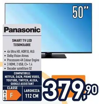 Unieuro Panasonic SMART TV LED TX50MX600E offerta
