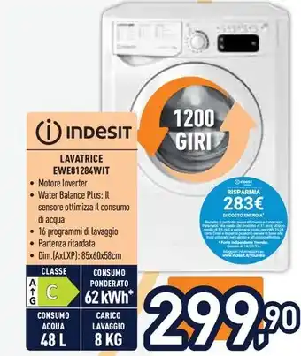 Unieuro Indesit LAVATRICE EWE81284WIT offerta