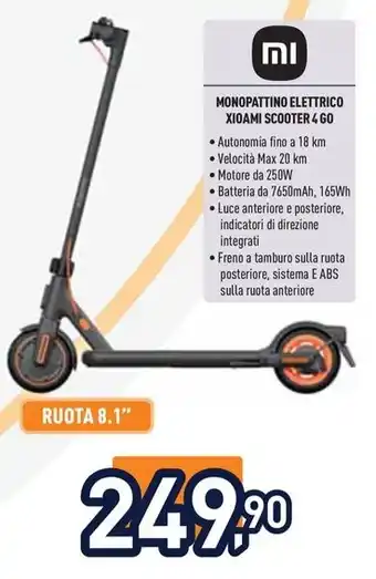 Unieuro MONOPATTINO ELETTRICO XIOAMI SCOOTER 4 GO offerta