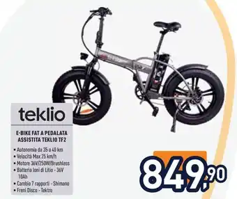 Unieuro teklio E-BIKE FAT A PEDALATA ASSISTITA TEKLIO TF2 offerta