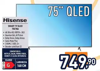Unieuro Hisense SMART TV QLED 75E7KQ offerta