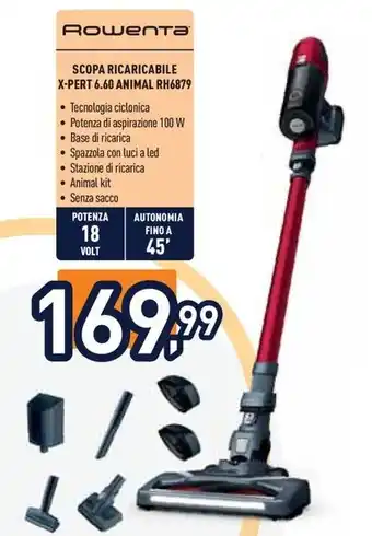 Unieuro RowenTa SCOPA RICARICABILE X-PERT 6.60 ANIMAL RH6879 offerta
