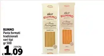 Carrefour Market RUMMO Pasta formati tradizionali vari tipi gr 500 offerta