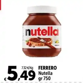 Carrefour Market FERRERO Nutella gr 750 offerta