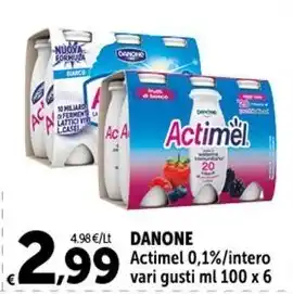 Carrefour Market DANONE Actimel 0,1%/intero vari gusti ml 100 x 6 offerta