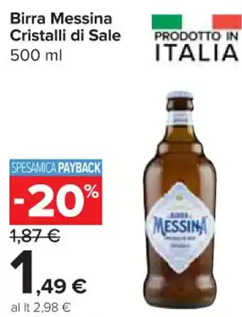 Carrefour Express Birra Messina Cristalli di Sale 500 ml offerta