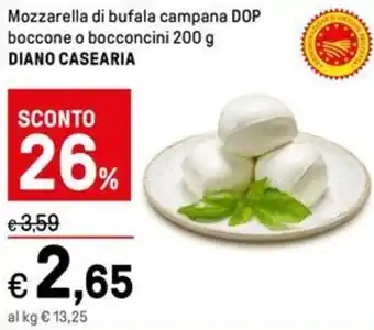 Iper La Grande Mozzarella di bufala campana DOP boccone o bocconcini 200 g DIANO CASEARIA offerta