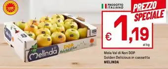 Iper La Grande Mela Val di Non DOP Golden Delicious in cassetta MELINDA offerta