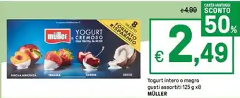 Iper La Grande Yogurt intero o magro gusti assortiti 125 g x8 MÜLLER offerta