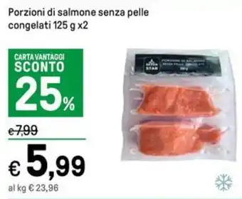 Iper La Grande Porzioni di salmone senza pelle congelati 125 g x2 offerta