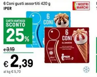 Iper La Grande 6 Coni gusti assortiti 420 g IPER offerta