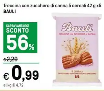 Iper La Grande Treccina con zucchero di canna 5 cereali 42 g x5 BAULI offerta