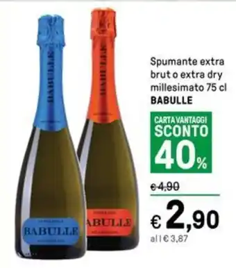 Iper La Grande Spumante extra brut o extra dry millesimato 75 cl BABULLE offerta