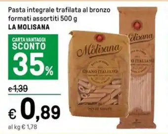 Iper La Grande Pasta integrale trafilata al bronzo formati assortiti 500 g LA MOLISANA offerta