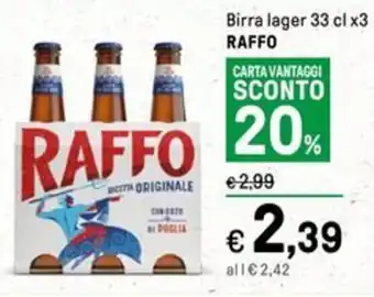 Iper La Grande Birra lager 33 cl x3 RAFFO offerta