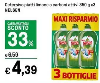 Iper La Grande Detersivo piatti limone o carboni attivi 850 g x3 NELSEN offerta