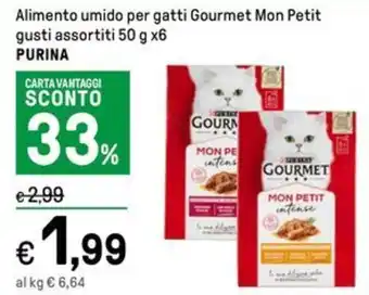 Iper La Grande Alimento umido per gatti Gourmet Mon Petit gusti assortiti 50 g x6 PURINA offerta