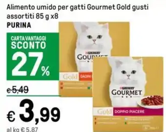 Iper La Grande Alimento umido per gatti Gourmet Gold gusti assortiti 85 g x8 PURINA offerta