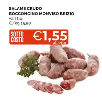 Mercatò SALAME CRUDO BOCCONCINO MONVISO BRIZIO vari tipi offerta