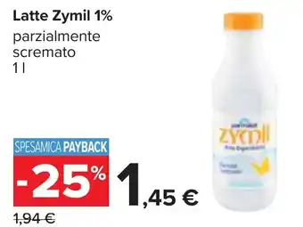 Carrefour Latte Zymil 1% parzialmente scremato 1 l offerta