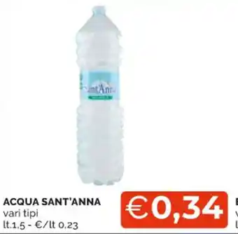 Mercatò ACQUA SANT'AΝΝΑ vari tipi lt. 1,5 offerta