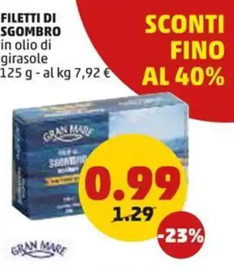 PENNY FILETTI DI SGOMBRO in olio di girasole 125 g offerta