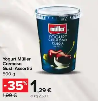 Carrefour Express Yogurt Müller Cremoso Gusti Assortiti 500 g offerta