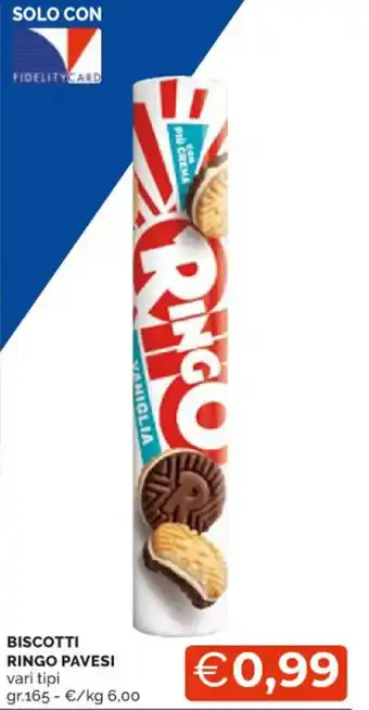 Mercatò BISCOTTI RINGO PAVESI vari tipi gr.165 offerta
